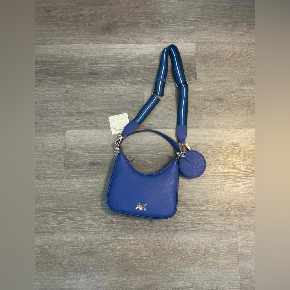 NWT Ann Klein Shoulder Bag Convertible Shoulder Bag with Web Strap in Saddle